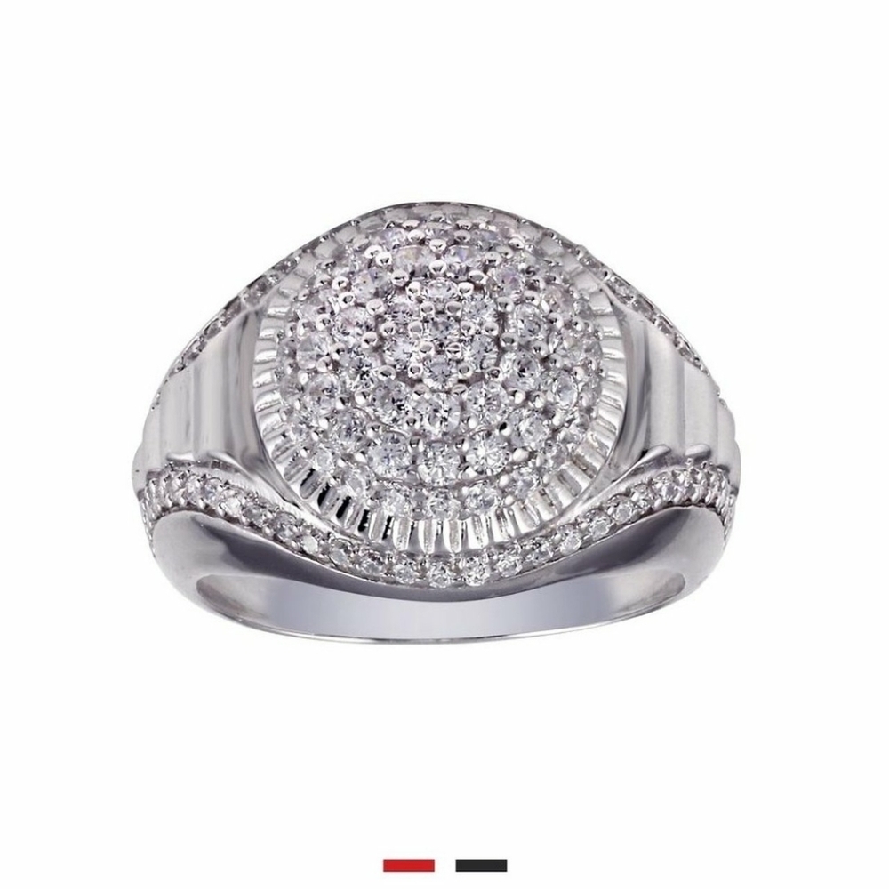 Sterling Silver 925 Rhodium Finish Dome CZ Ring